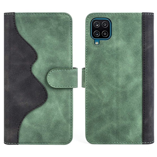 To Farvet Læder Flip Case til Samsung Galaxy A12 5G - Grøn Green