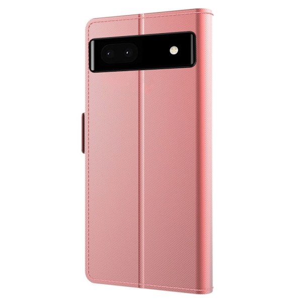 Phone Etui med Make-up Mirror og Slick Design til Google Pixel 6a - Rødguld Pink