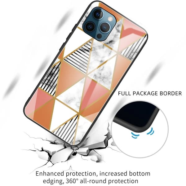 Fantasy Marmor iPhone 15 Pro Max skal - Orange / Svart / Vit Triangel Orange