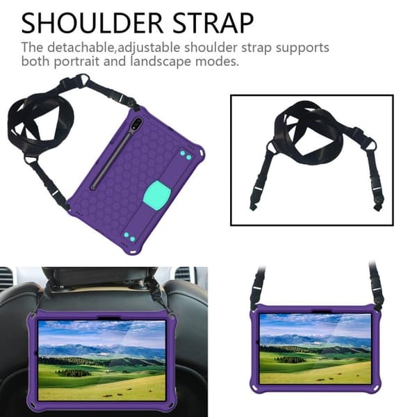 Honeycom Mønster Eva Combo Etui til Samsung Galaxy Tab S7 - Lilla / Cyan Purple