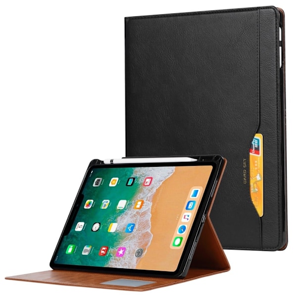 Stand Wallet Design Læder Tablet Cover Case med Pen Slot iPad mini (2021) - Sort Black
