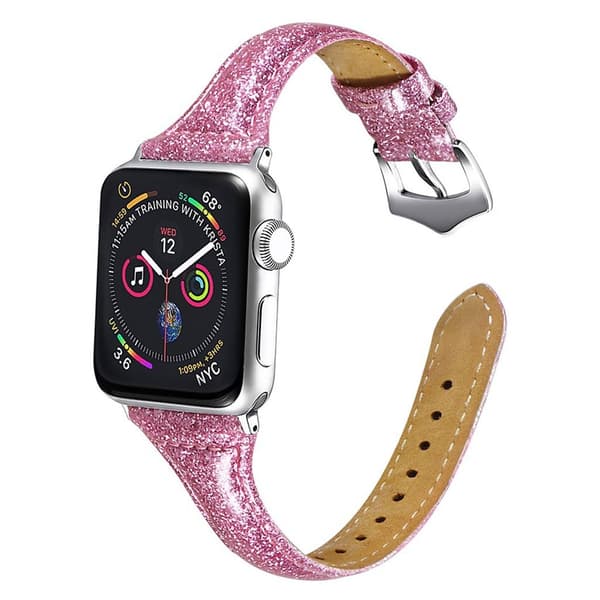 Apple Watch Series 5 40 mm klockarmband i äkta läder - Rosa Rosa