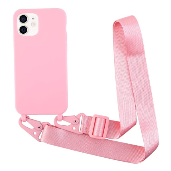 Tunt TPU-fodral med matt yta och justerbar rem för iPhone 11 - Rosa Rosa