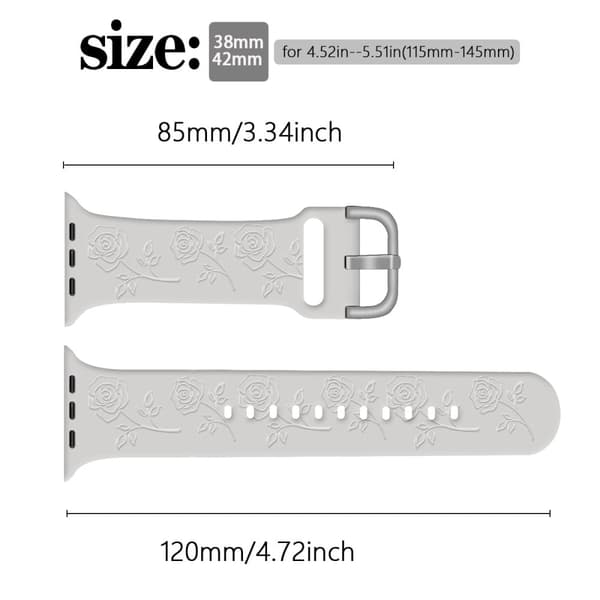 Apple Watch Series 49mm - 45mm - 44mm - 42mm Rose Silicone Band - Stjernelys White