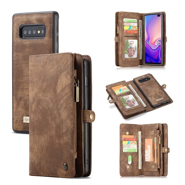 CASEME Samsung Galaxy S10 multifunktionellt split läder fodral - Brun Brun