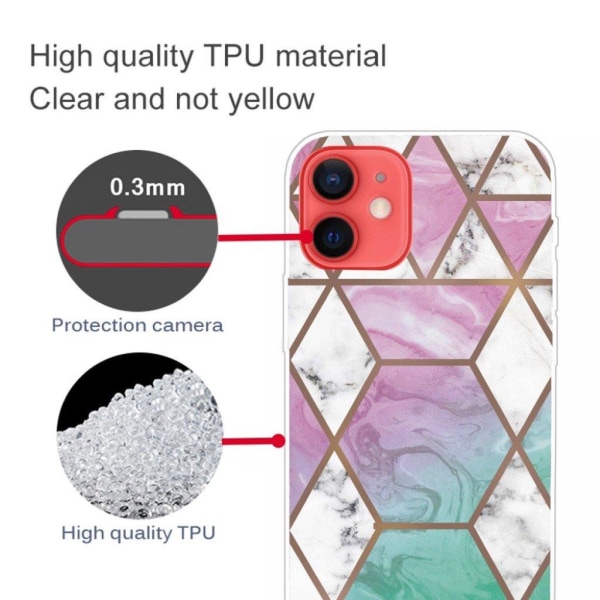 Marmormotiv iPhone 12 Mini skal - Vit Diamant I Färgglad Bakgrun multifärg