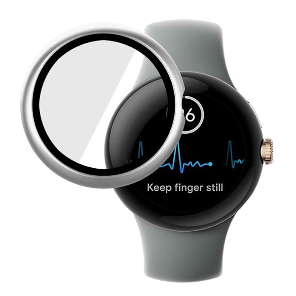 HAT-PRINCE Google Pixel Watch cover with tempered glass - Silver Silvergrå
