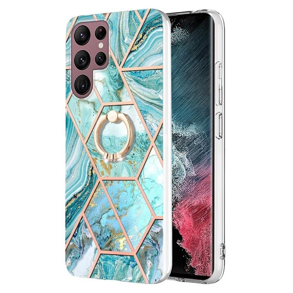 Marmormotiv Samsung Galaxy S22 Ultra skal - Blå Blå