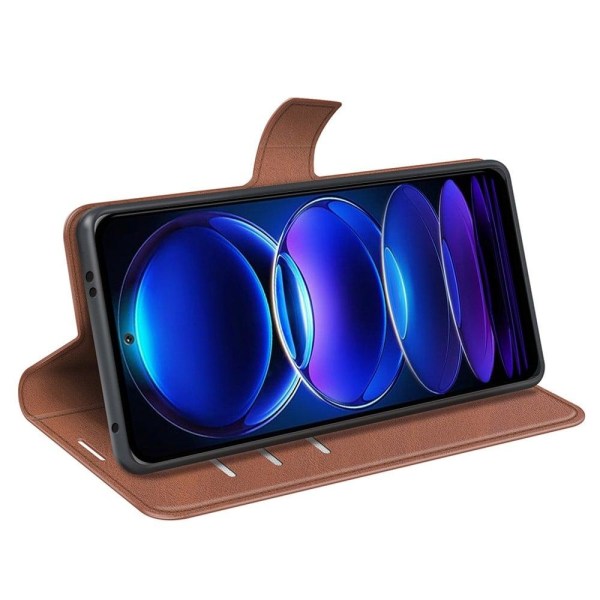 Læderetui med Pung til Xiaomi Redmi Note 12 - Lysebrun Brown