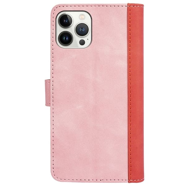 Kaksivärinen nahkainen läppäkotelo iPhone 13 Pro - Pinkki Pink