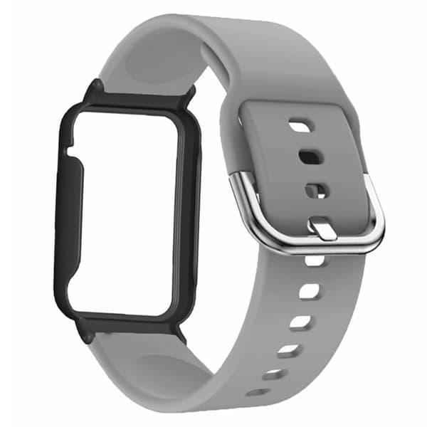 Xiaomi Smart Band 8 Pro silikoni urheilukellon ranneke kellon kotelolla - Harmaa + Musta Kuori Silver grey