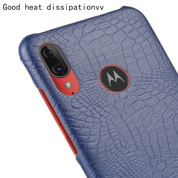 Croco cover - Motorola Moto E6 Plus – Mørkeblå Blue
