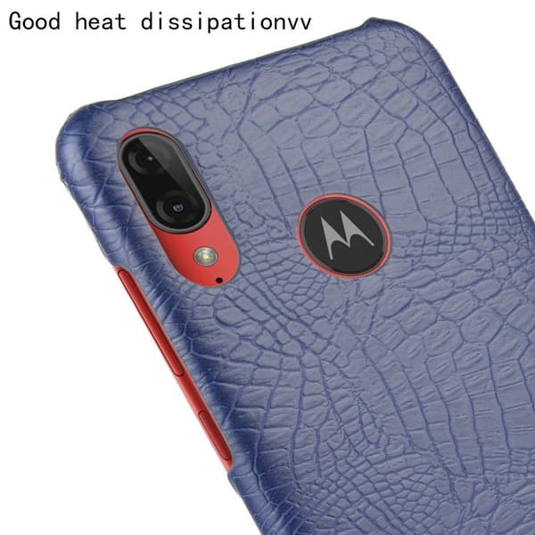 Croco Motorola Moto E6 Plus etui - Mørkeblå Blue