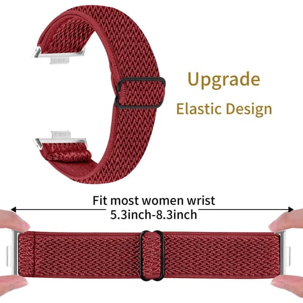 Huawei Watch Fit 3 Justerbart nylonklokkebånd Wave Design Elastisk håndleddsrem - Dyp Rød Red