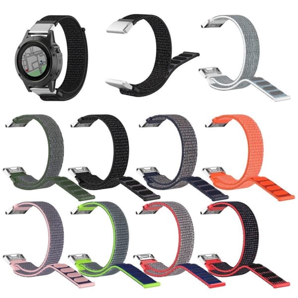 Garmin Fenix 6X / Fenix 5X / Fenix 3 klockarmband med nylonögla - Vit / Grå Silvergrå