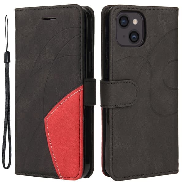 Teksturoitu nahkakotelo hihnalla iPhone 15 - Musta Black