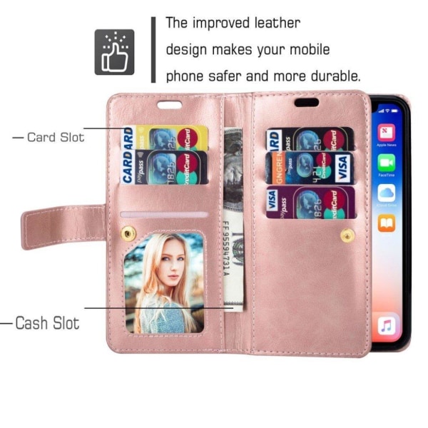 Samsung Galaxy S10 multi-slot plånboksfodral i läder - rosa guld Rosa