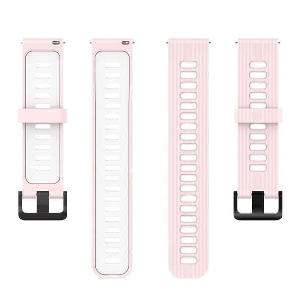 20 mm universal tofarget klokkerem i silikon - Rosa / Hvit Pink