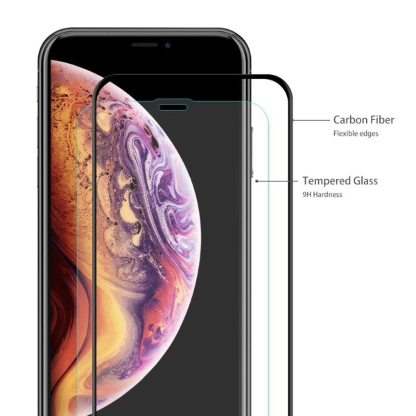 HAT PRINCE iPhone Xr 3D buet hærdet glas af kulfiber Transparent