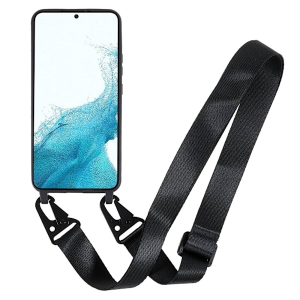 Tunt TPU-fodral med matt yta och justerbar rem för Samsung Galaxy S22 - Svart Svart