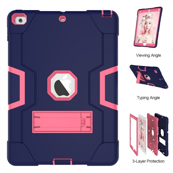 iPad (2017) bi-farve silikone hybrid etui - Rose / blå Multicolor