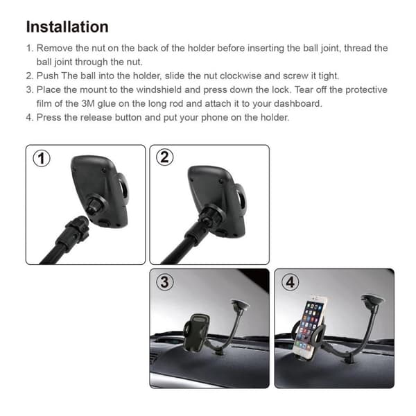 360 asteen auton tuulilasin puhelimen kiinnike kiinnike Black