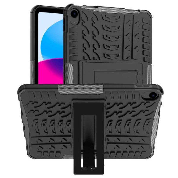 Däckmönstrat kickstand-fodral för iPad 10.9 (2022) - Svart Svart