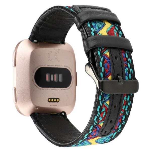 Fitbit Versa 2 ethnic äkta läder klockarmband - Multi-color multifärg