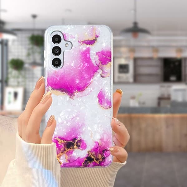 Marble Samsung Galaxy A13 5G Etui - Rød Klinkekule Pink
