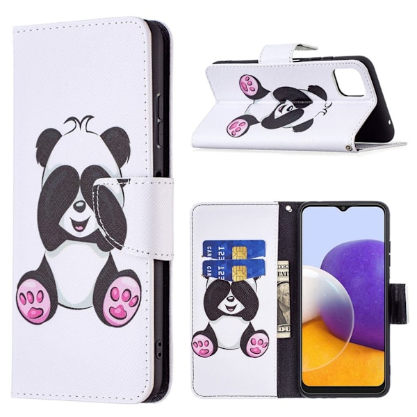 Wonderland Samsung Galaxy A22 5G Läppäkotelo - Panda Multicolor