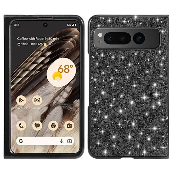 Glitter Google Pixel Fold Suojakotelo - Musta Black