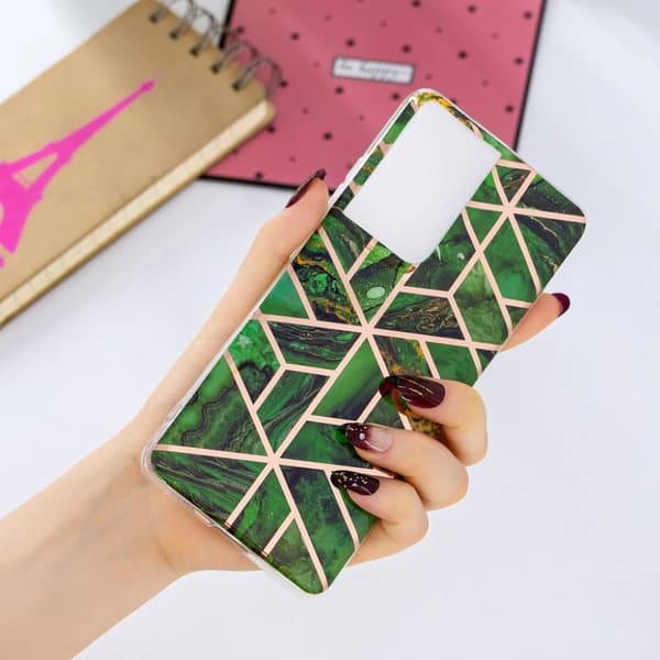 Marble Samsung Galaxy S21 Ultra etui - grøn Green