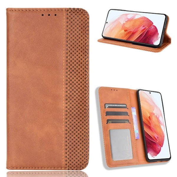 Bofink Vintage Samsung Galaxy S21 FE Læder etui - Brun Brown