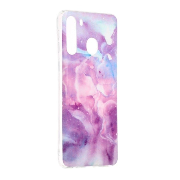 Marble Samsung Galaxy A21 Cover - Lilla Skyer Purple