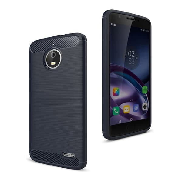 Motorola Moto E4 Karbonfiber Børstet TPU Etui - Mörkblå Blue