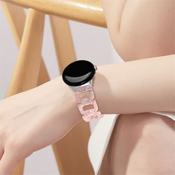 Google Pixel Watch D-formad klockrem i harts - Transparent Rosa Rosa