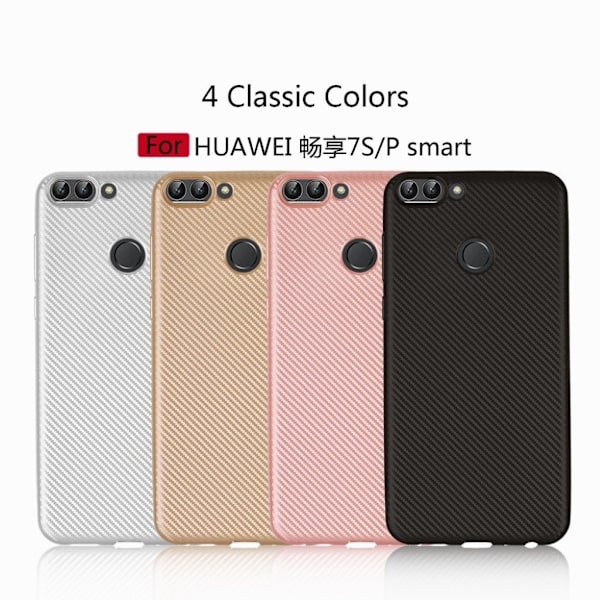 Huawei P Smart-Enjoy 7S mobilskal silikon kolfiber - Silver Silvergrå