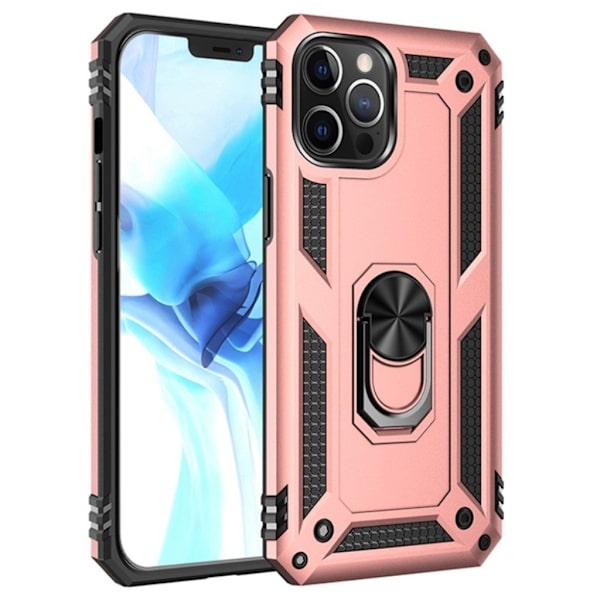 Ring Kickstand Armor Case Bumpresistent Flexible Combo Protective Cover iPhone 12 Pro Max - Lyserød Pink