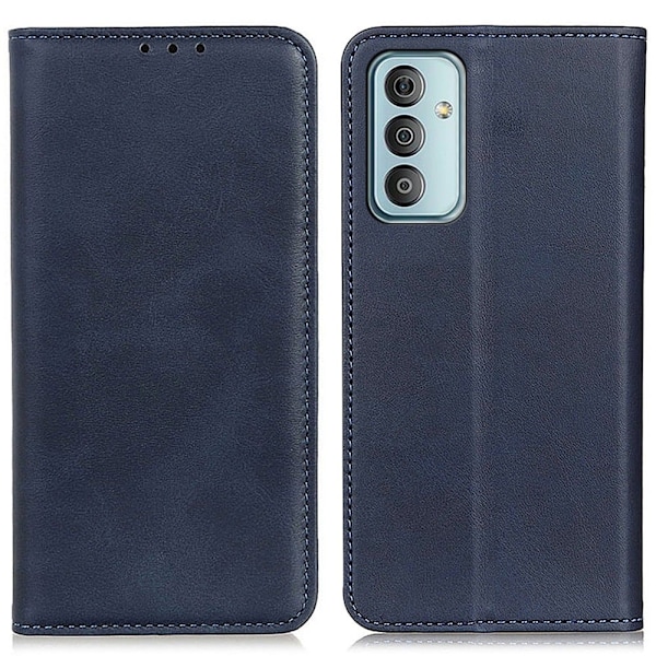 Samsung Galaxy M23 lompakkokotelo, aitoa nahkaa - Sininen Blue