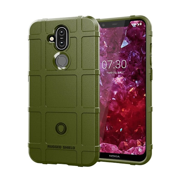 Nokia 8.1 Robust fodral med rutnäts design - Arme Grön Grön