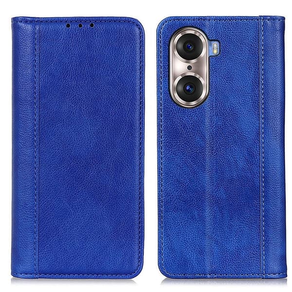 Honor 60 Pro ægte læderetui med magnetisk lukning - Blå Blue