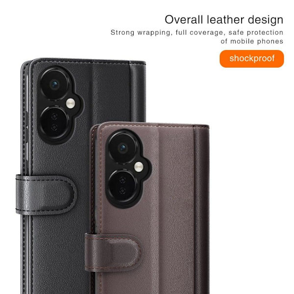 Äkta läder OnePlus Nord CE 3 fodral med korthållare Brun