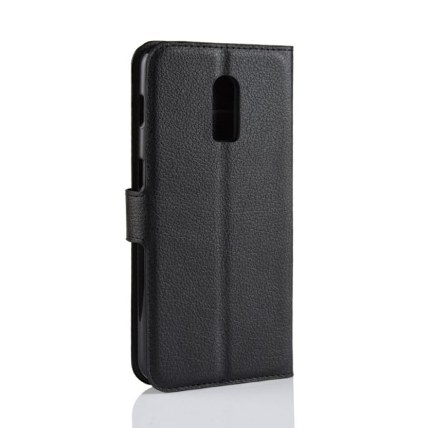 OnePlus 6T flipfodral i litchi-läder - Svart Svart