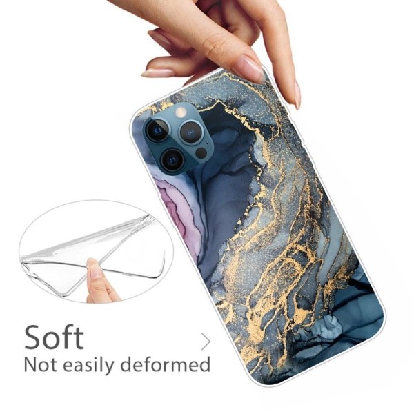 Marble design iPhone 14 Pro Max kotelot - Sininen Kultainen Roiske Marmori Multicolor