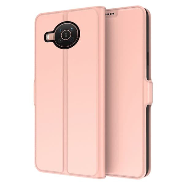 Glat og tyndt Premium Pu Læder Etui til Nokia X20 - Rødguld Pink