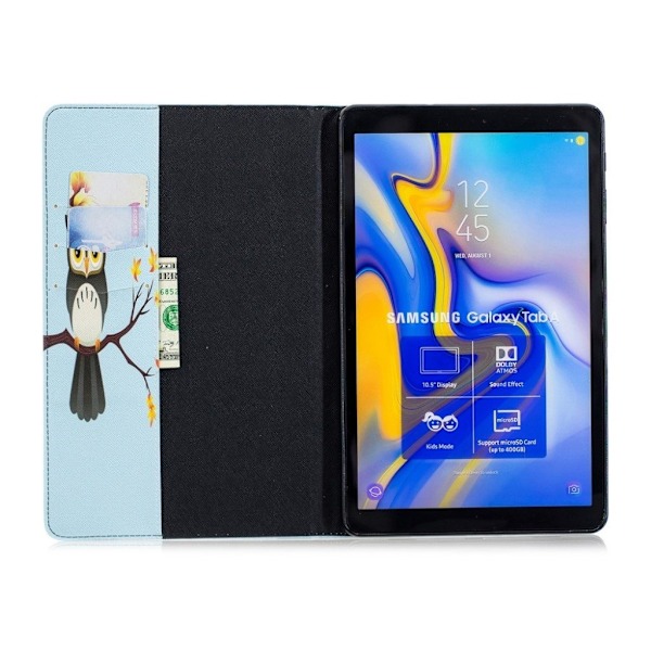 Samsung Galaxy Tab A 10.5 beskyttelsesetui i kunstlæder med mønster - Ugle på gren Multicolor