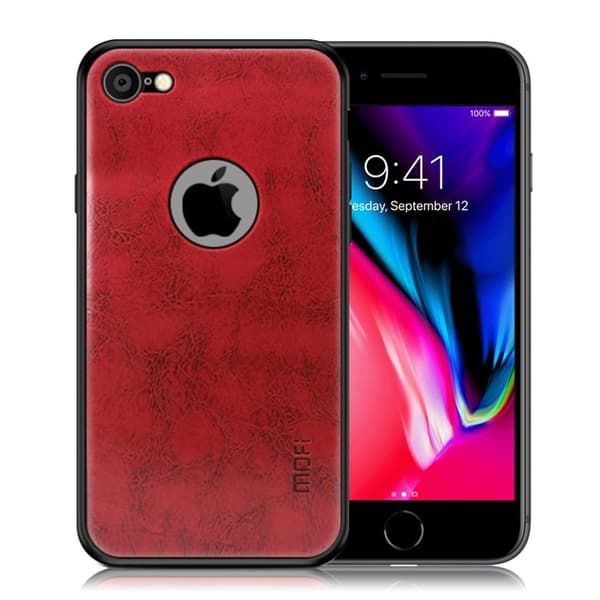 MOFI iPhone 8 4.7 tum mobilskal plast syntetläder silikon - Röd Röd