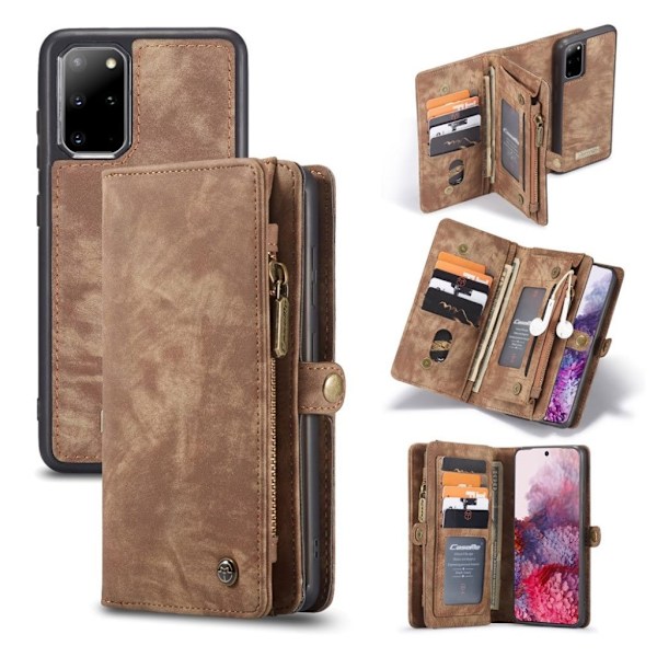CaseMe Samsung Galaxy S20 Plus Zipper Wallet Etui - Brun Brown