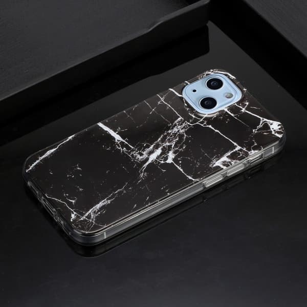 Marble iPhone 14 Etui - Svart Klinkekule Black
