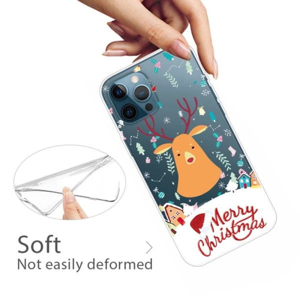 iPhone 14 Pro Max julemønstertryk mobil cover ridsefast, slankt og fleksibelt etui - Julehjort Multicolor